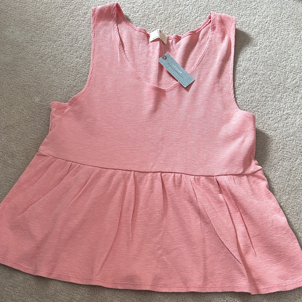Anthropologie Sleeveless Pink Peplum Tank Top!